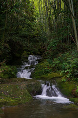 段階を踏む鹿児島の玉繁寺の滝。段階を穏やかに踏むのは珍しく感じました。
