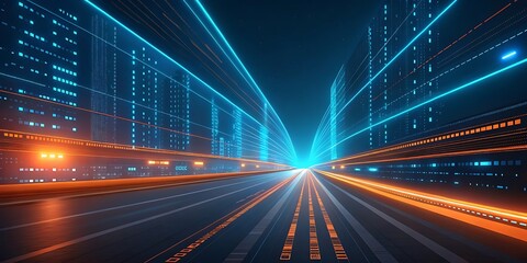 A stunning digital art illustration of a futuristic city at night glowing with vibrant lights , Digital Art HD Wallpapers.