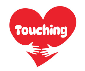Touching, Two hands embracing a red heart. A symbol of love.