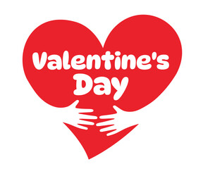 Valentine's Day, Two hands embracing a red heart. A symbol of love.