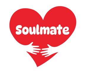 Soulmate, Two hands embracing a red heart. A symbol of love.