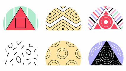 Set of 25 Modern Geometric Shapes | Retro Memphis Design Elements Collection.