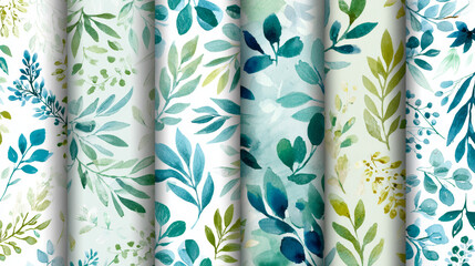 Abstract green and blue brush strokes watercolor painting patterns, Cute seamless pattern design element for sale banners, posters, labels, and gift wrapping paper.