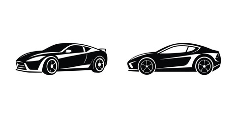 Obraz premium Minimal Silhouette Outline of a Sleek Sports Car Drifting on White Background
