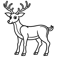 Reindeer (stylized) line art vector