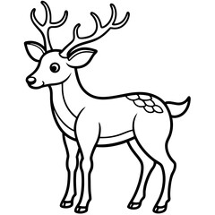 Reindeer (stylized) line art vector