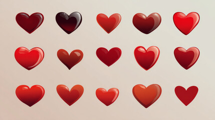  Heart, love, romance or valentine's day red heart. Heart vector icons. Artistic red heart love symbols isolated editable vector illustration.