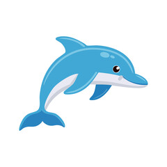 Fototapeta premium A vibrant cartoon dolphin playfully jumping