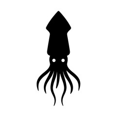 very simple flat and single minimalist Calamari Silhouettes in black on a white background