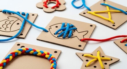 Diy lacing toy set for toddlers educational sewing cards montessori materials fine motor skills activity