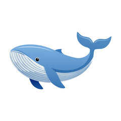 Fototapeta premium A charming cartoon illustration of a blue whale gracefully swimming in the ocean