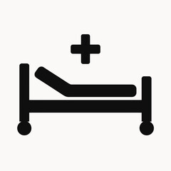 Fototapeta premium very simple flat and single minimalist Hospital Bed Silhouettes in black on a white background