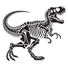 Classic and iconic &ndash; Tyrannosaurus rex skeleton silhouette captured in refined Tyrannosaurus rex skeleton vector &ndash; dinosaur skeleton silhouette

