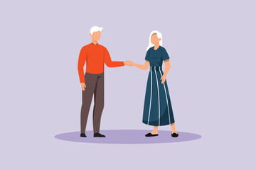 Seniors in Love Concept. Colored flat vector illustration isolated