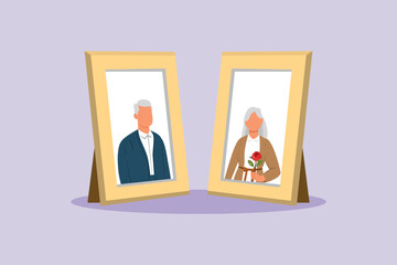 Seniors in Love Concept. Colored flat vector illustration isolated