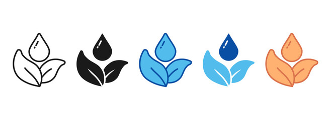 Pure Water Icon Set Multiple Style Collection