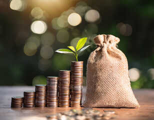  Business, finance and saving money.  Saving money and loan for business investment concept.