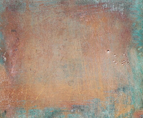 Old rusted iron metal background. Grunge background. Rusted background. Banner with scratches.