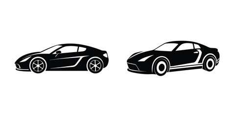 Modern Look at a Sleek Sports Car Drifting Repeatedly at a Set Angle Flat Silhouette on White Background