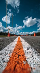 road with warning signs such as late fees and interest leading to goal post labeled debt free side copy space