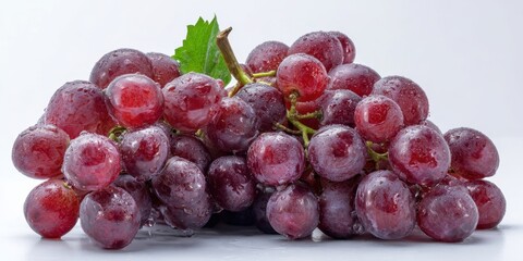 Obraz premium The vibrant cluster of juicy red grapes glistening with freshness.