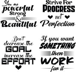 You are Powerful Strong & Beautiful - Inspirational Quote T-Shirt Design Vector