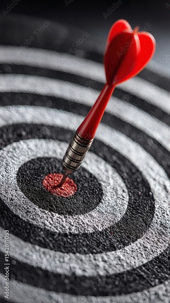 Poster target board with dart hitting section labeled debt reduction showing strategic planning side copy s