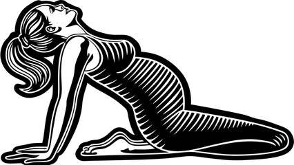 Fototapeta premium Graceful vector illustration of a pregnant woman performing a camel pose in yoga, ideal for prenatal wellness and fitness resources