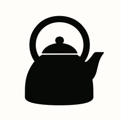 Obraz premium very simple flat and single minimalist Kettle Silhouettes in black on a white background