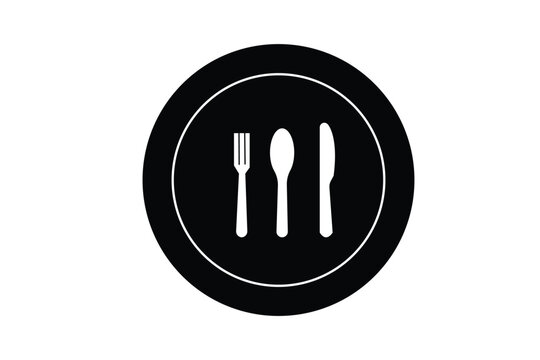Tablespoon,Table knife,Fork And Plate Dinner Set Vector Illustration