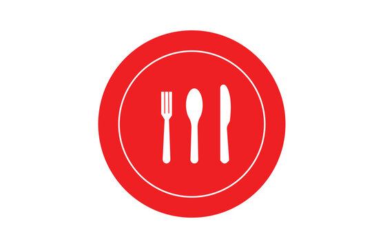 Tablespoon,Table knife,Fork And Plate Dinner Set Vector Illustration