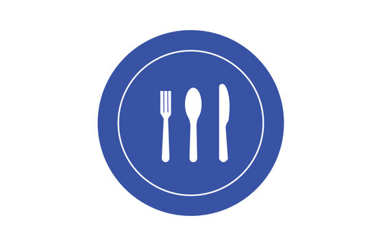 Tablespoon,Table knife,Fork And Plate Dinner Set Vector Illustration