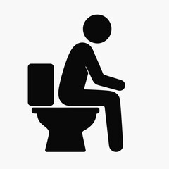 very simple flat and single minimalist Sitting on a Toilet Silhouettes in black on a white background