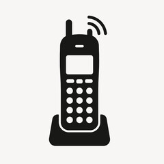 very simple flat and single minimalist Wireless Phone Silhouettes in black on a white background