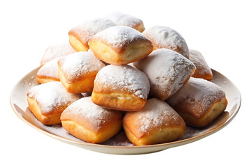 plate of delicious beignets image isolated on transparent background
