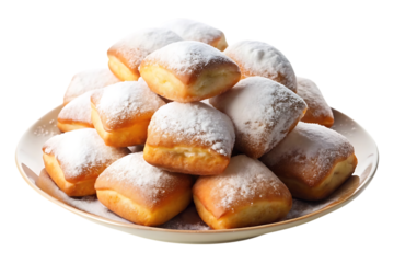 plate of delicious beignets image isolated on transparent background