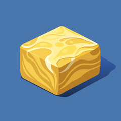 Isometric illustration of a cube of butter