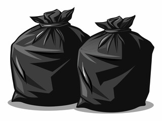 Two full black plastic garbage bags illustration