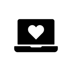 Fototapeta premium very simple flat and single minimalist Computer and Heart Silhouettes in black on a white background
