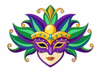 Ornate purple green mardi gras mask design © Najmul Design Hub