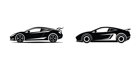 Refined Sports Car Profile View Cutting Through Air Silhouette on White Background