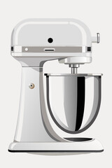 White stand mixer kitchen appliance illustration