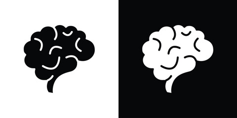 Brain icon black silhouette for web, and mobile app