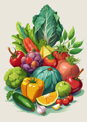 Vibrant assortment of fresh farm vegetables