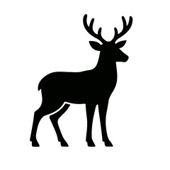 Fototapeta premium very simple flat and single minimalist Deer Silhouettes in black on a white background
