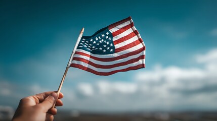 American Flag Waving on Independence Day Celebration