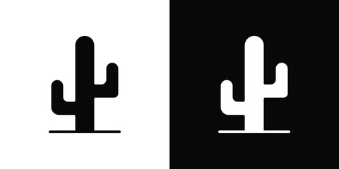 Cactus icon black silhouette for web, and mobile app