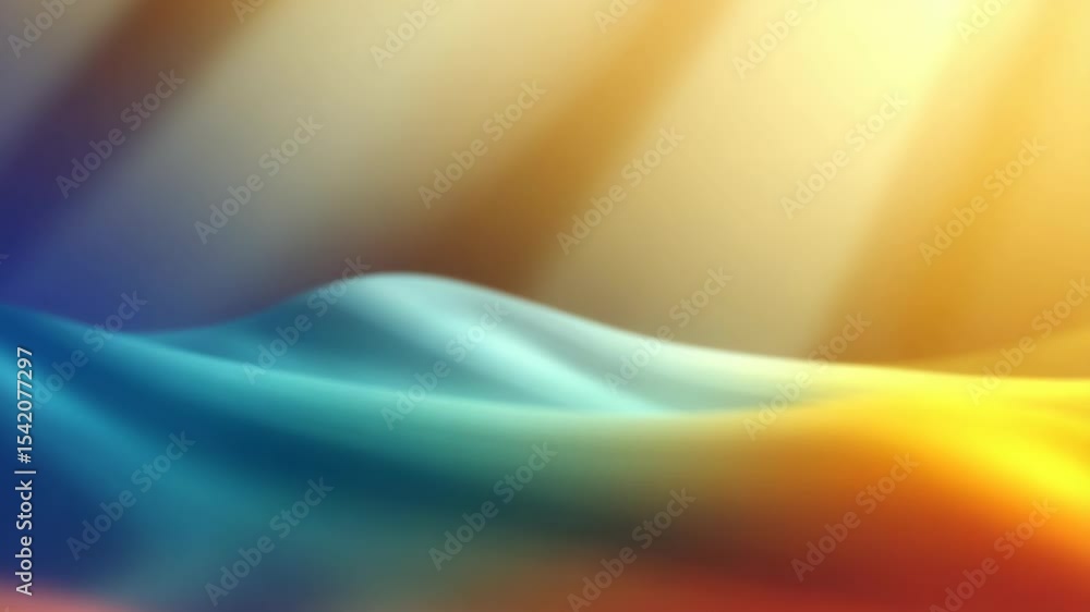 Poster colorful abstract waves with sunlight rays creating a vibrant and dynamic visual experience
