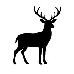 Fototapeta premium very simple flat and single minimalist Deer Silhouettes in black on a white background