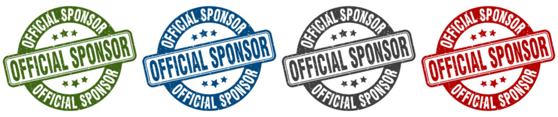 official sponsor stamp. official sponsor round stamp set isolated on white background